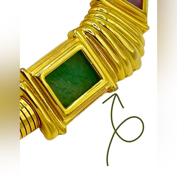 ALEXIS KIRK Rare Gold Plated Semi Precious Stones Vintage Necklace Choker Signed - Picture 5 of 11